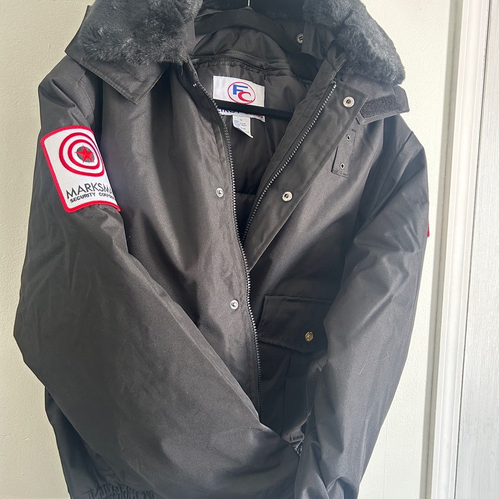 Black Hooded Jacket with Fur Trim (Marksman Security)